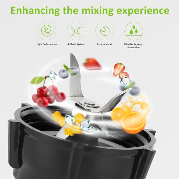 Blender reservedele kompatible med Oster Blender isknive ABS plastbase rustfrit stål iskniv og 2 gummi O-ring pakninger,