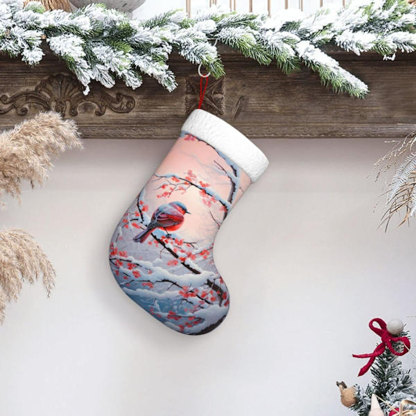 Sneglefugl Snegletræ Jule Strømper 45 cm, Bløde Jule Strømper Klassiske Gaveholdere til Festlig Hjemmehygge Familie Sæson D