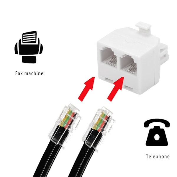 Duplexuttag Telefonväggadapter - 1 till 2 Modulärt vägguttag