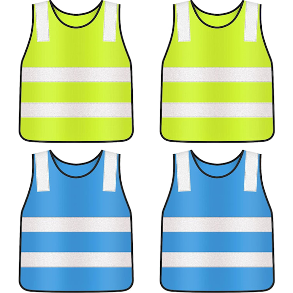4 stk. Refleksvest for barn - Høy synlighet - Sikkerhetsvest for barn