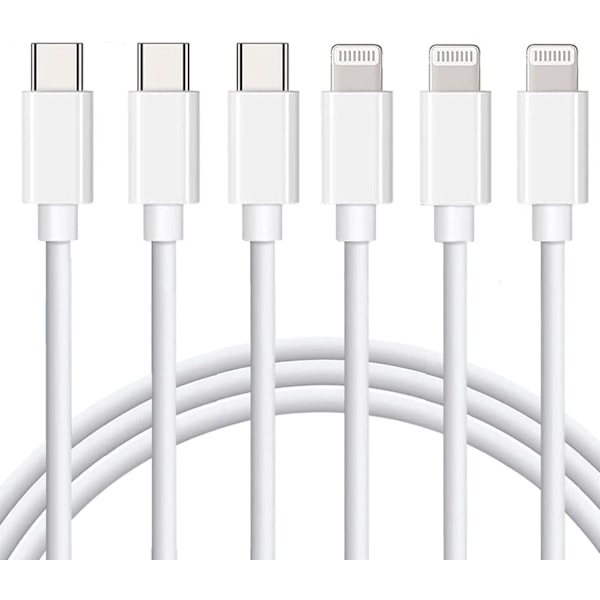 USB C till Lightning-kabel [Apple MFi-certifierad] 3-pack 6FT iPhone snabb