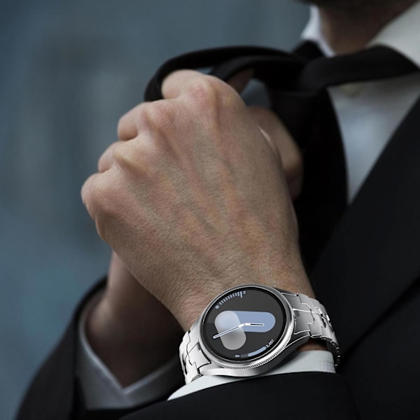 Kompatibel med Galaxy Watch 7 6 5 4 FE 40mm 44mm Armband för Män, Rostfritt Stål med Fällbart Spänne Ingen Gap Galaxy Watch 6 Classic 5 Pro 4 Silver