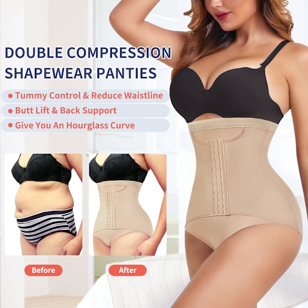 Rumpeformet truse for kvinner med høy midje, magekontroll, body shaper, midjestramming