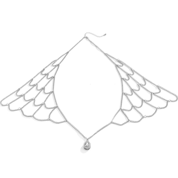 Multi Layer Axel Kedja Halsband Metall Tofs Layered