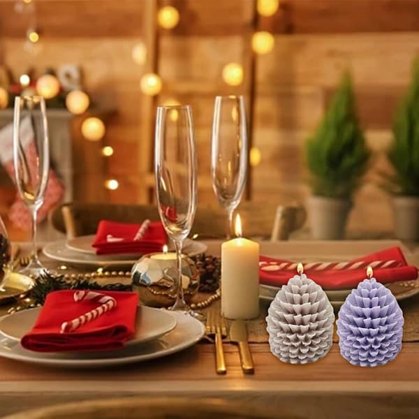 Julelysforme, 3D fyrrekogler, silikoneform, håndlavet lysform, julelys, støbeforme, silikoneform til DIY sæbe, chokolade,