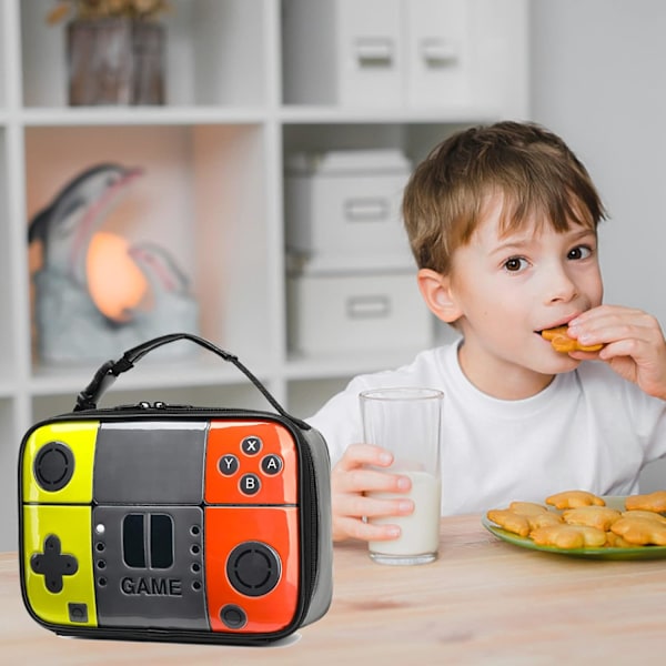 Lunchväska för pojkar, speltema, isolerad lunchlåda i läder