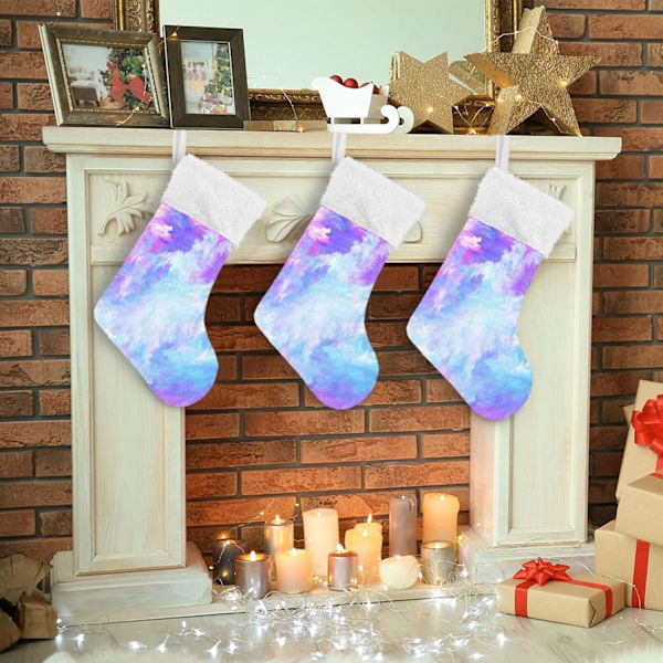 Julklapp, Personliga Julklappsstrumpor 2-pack Färgglada Färger 45,7 cm Julstrumpor Hängande Ornament Eldstad för Träddekoration