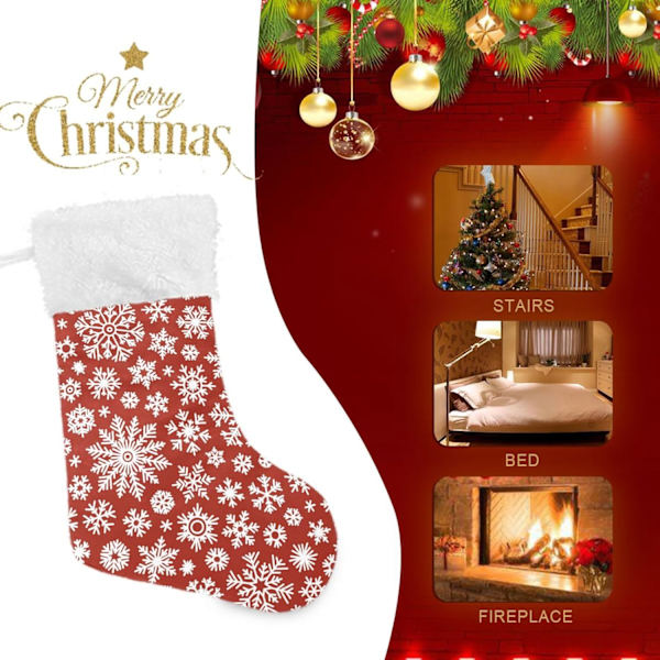 Julklapp, Personliga Julklappsstrumpor 2-pack Glad Jul Snöflingor Vit Röd 45,7 cm Julstrumpor Hängande Ornament Ka