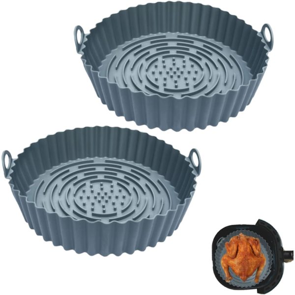 2 st silikonformar för airfryer 7,9\" - Återanvändbar form för airfryer