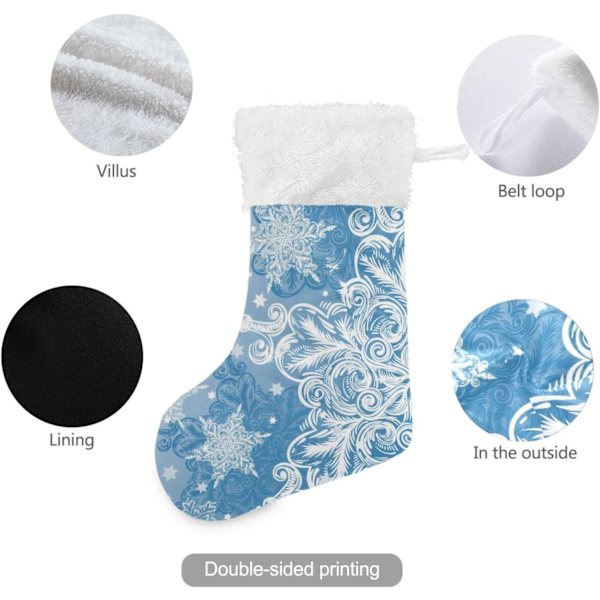 Julklapp, Personliga Julklappsstrumpor 2-pack Is Snöflinga Vit Blå Jul 18 tum Julstrumpor Hängande Ornament Kami