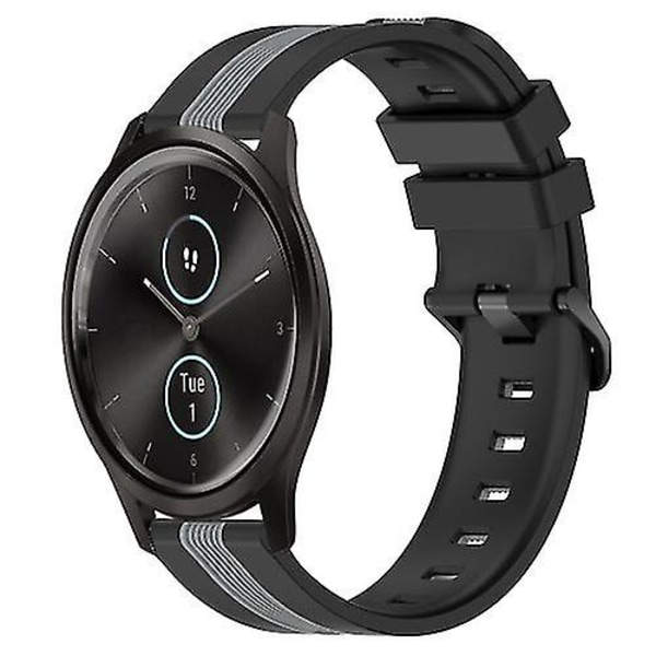 Til Garmin Garminmove Style 20mm Vertikal To-farvet Silikonurrem KOR Black-Grey