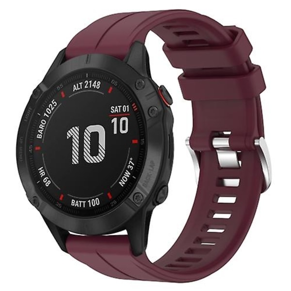 Til Garmin Fenix 6 Gps 22mm Solid Color Silikonurrem NCE Burgundy