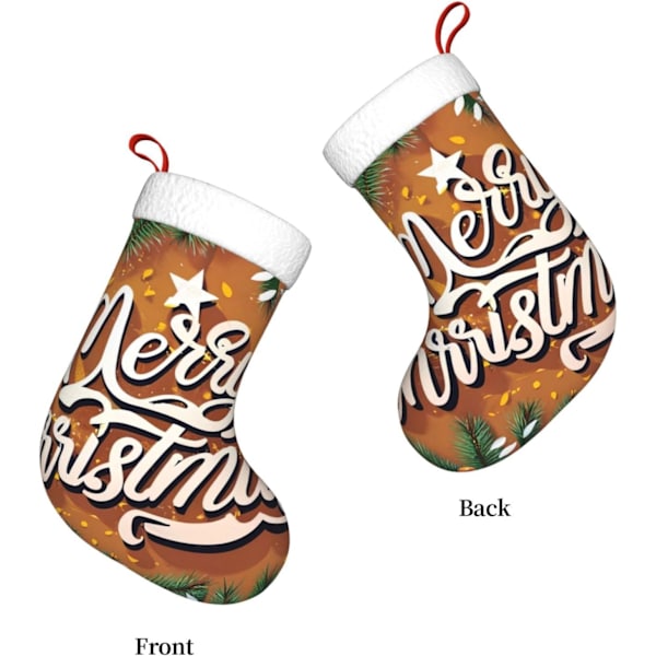 Merry Christmas Nadelbaum-Julklappsstrumpor, 45 cm, mjuka julklappsstrumpor, klassiska presentpåsar för fest, semester, eldstad, dekorationer,