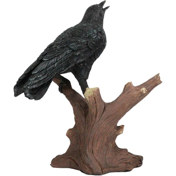 Ebros Gave Quoth The Raven Nevermore Realistisk Krage Fugl Kragen Sidder På Gren Figur 8.25\" Høj Skraldemand Fugl Ravne Krager Ossuarium