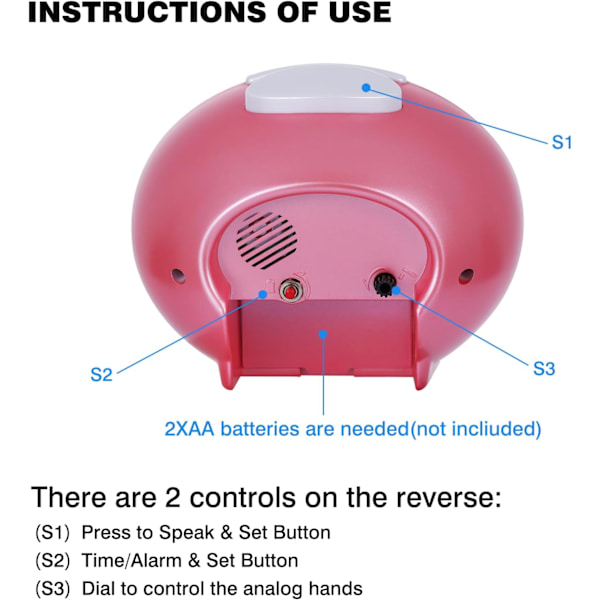 Analog Talking Alarm Clock - Talar tydligt tid och datum - Lätt att använda med stora siffror på en luminescerande bakgrund för demens,