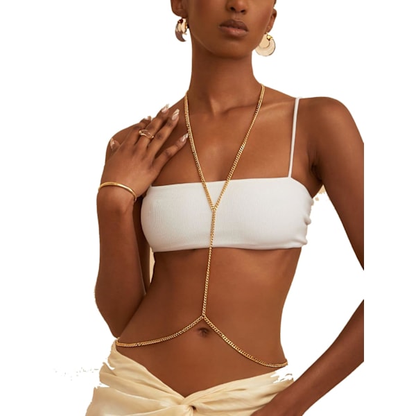 Charm Golden Body Chain Magkedja Midjekedjor för kvinnor
