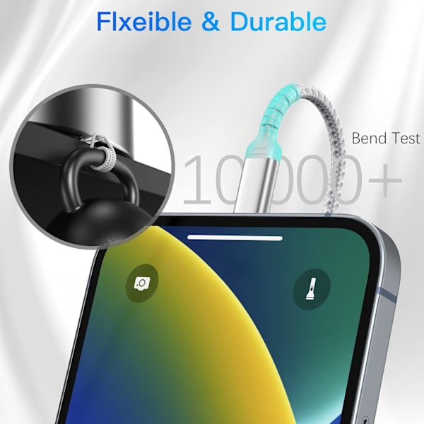 1Ft iPhone Laddningskabel Kort, 3 Pack USB A Till Lightning