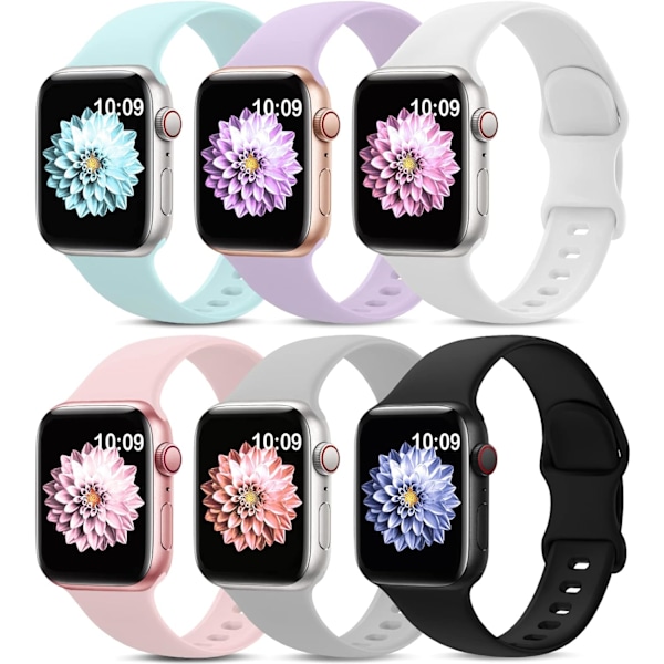 6-pack sportband kompatibel med Apple Watch Band 38 mm