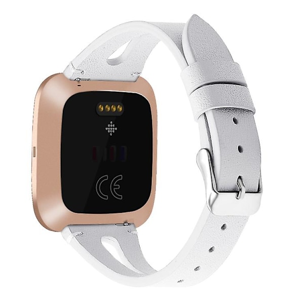 For Fitbit Versa 2 Læder Midteråbning Urrem IDZ White
