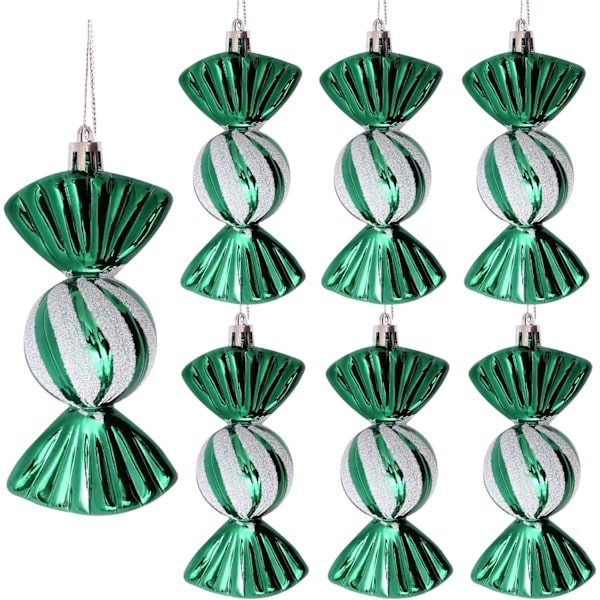 Grønn julekule godteri 24 stk ornament sett dekorasjoner uslåelig godteri