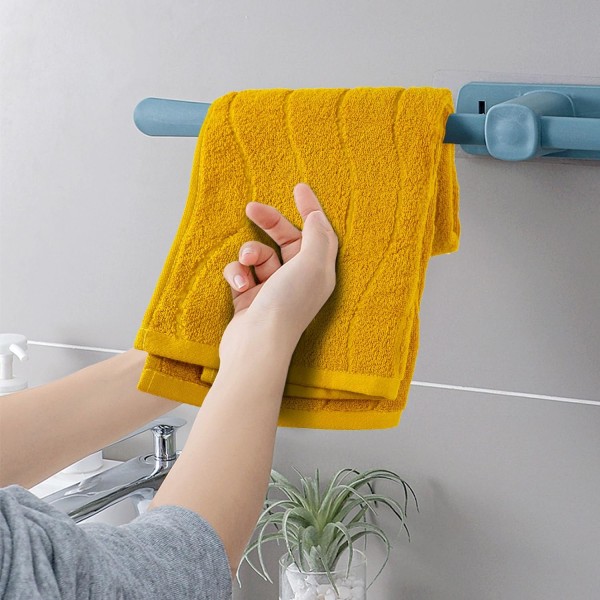 Søde håndklæder sæt med 4 (sennepsgul bølget stribet Jacquard), bomuld blød og åndbar, 2 badehåndklæder 27,5x55 tommer, 2 håndklæder 13x29 tommer