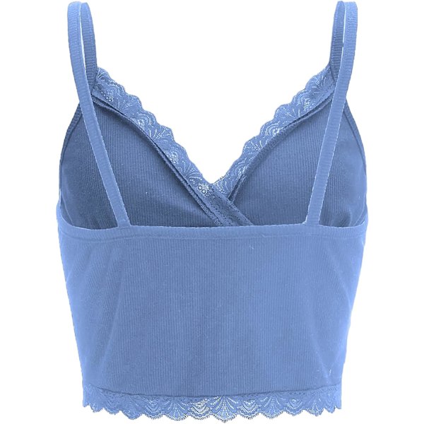 Kvinners Y2K blonder trim V-hals ermeløs Cami Crop Top Camisole