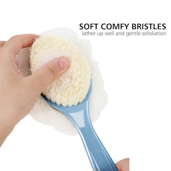 Duschkroppsborste med borst och luffa, mesh