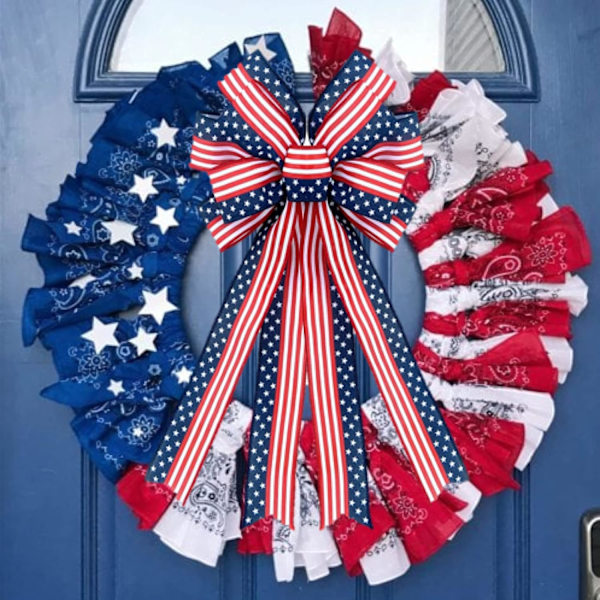 2 st stora patriotiska rosetter 24 tum America Flag Wreath Bow Stars & Stripes