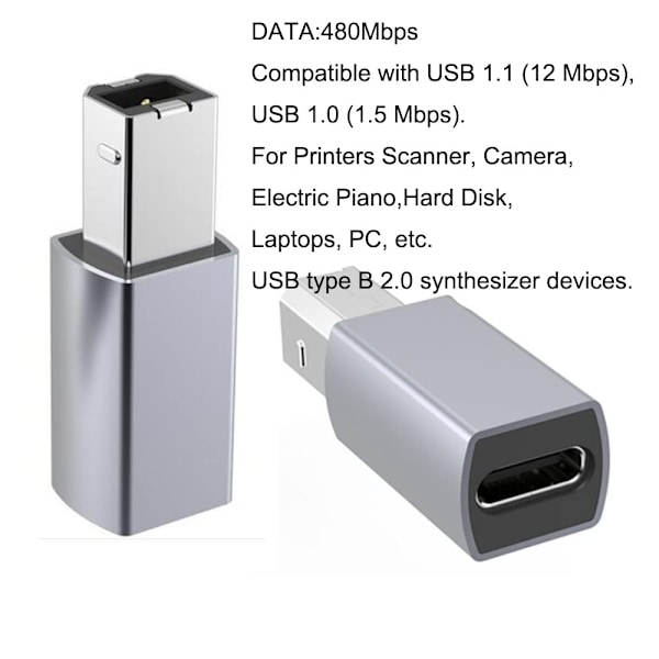 USB Typ C till USB Typ B-adapter. USB Typ C hona till USB