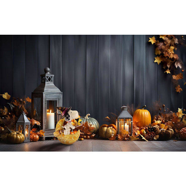 Enesco Peanuts af Jim Shore     Collection Witch Snoopy og Woodstock Flyvende Over Moon Figurine- Stenharpiks Håndlavet Malet Samleobjekt
