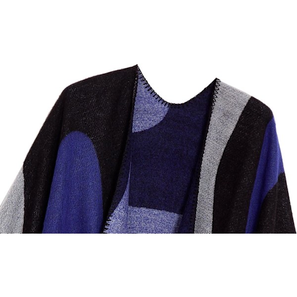Färgblock Dam Schal Wrap Snygg Öppen Front Poncho Cape