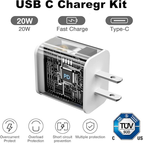 Iphone-lader, [Apple Mfi-sertifisert] 2-pakning 20W Pd Type-C
