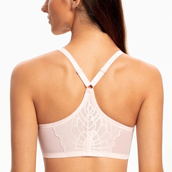Kvinnors Racerback Front Closure Full Coverage Ovadderad Plus Size Underwire BH