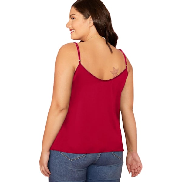 Romwe Dame Plus Size Drapert Hals Casual Spaghetti Stropp Satin Cami Tank Top