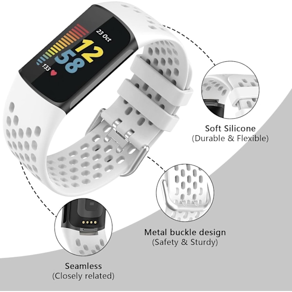 Sportremme til Fitbit Charge 5 - Justerbare silikone-erstatningsurremme