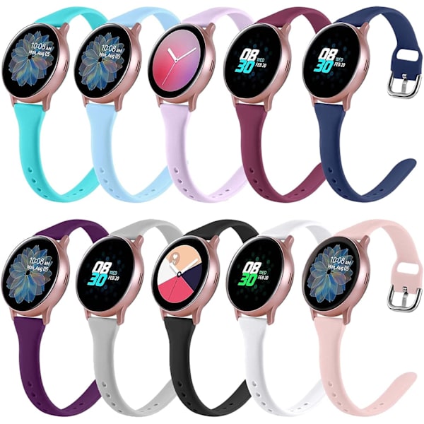 10 stk. slanke remme kompatible med Galaxy Watch 4/Galaxy Watch 5/Galaxy Watch 6 rem 40mm 44mm, Galaxy Watch 5 Pro/Watch 4 6 Classic, Galaxy 10