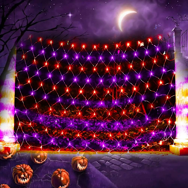 LED Net Light Halloween Decor Mesh Lights, Tree Warp Fairy Lights Outdoor Hanging String Light for Home, Bedroom, Christmas, Garden, Walkway,