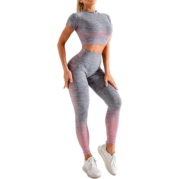 Kvinnors träningsset 2-delat träningsställ - Sömlösa leggings med hög midja och crop
