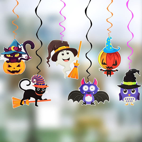 Halloween hængende hvirveldekorationer - 12 stk. loftsguirlander