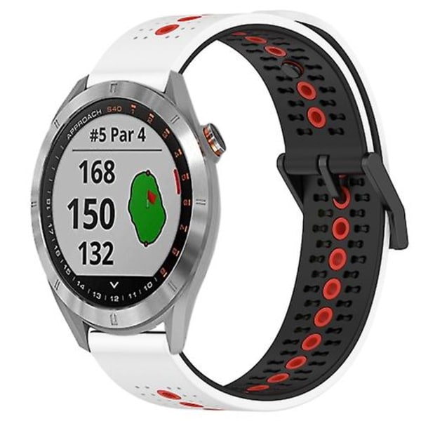 För Garmin Approach S40 20mm Trefärgad Andningsbar Silikonklockarmband VKS White-Black-Red