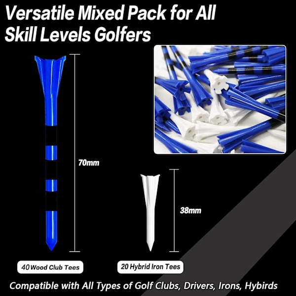 Slitstarka Golf Tees - Plast Tees for Driver og Iron Shots