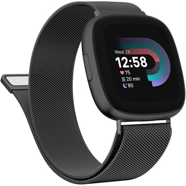 Justerbar Fitbit Versa 3/Sense-rem i rustfrit stål med magnetlås