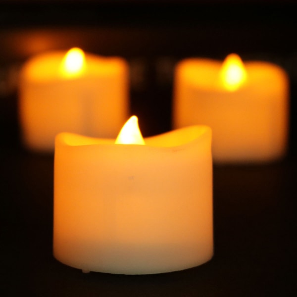 12 Bröllopsfödelsedagsdekoration Litet värmeljus LED glödande ljus