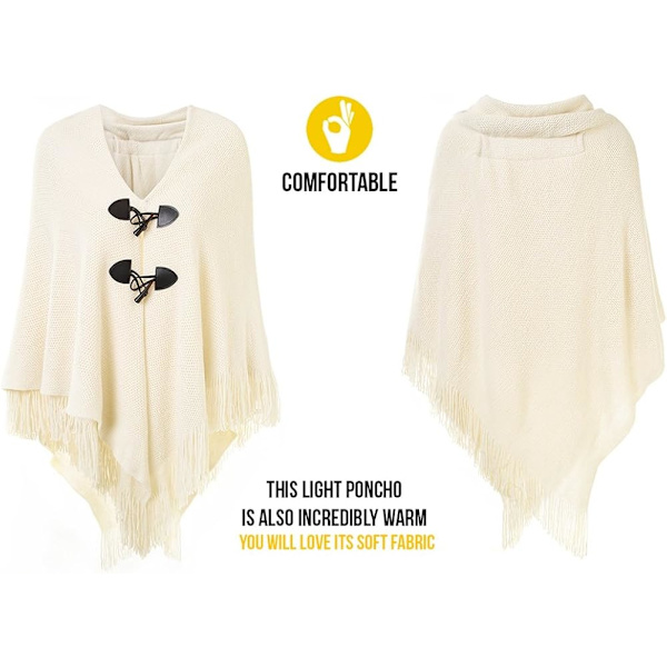 Snygg Hornknapp Rutig Poncho V-ringning, V-fåll