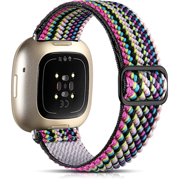 Nylon Flettet Rem Til Fitbit Versa 3/Sense - Regnbue