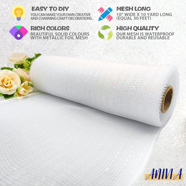 Deco Mesh Bånd, 10 tommer x 30 fod Hver rulle Metallic Foil Mesh Bånd til