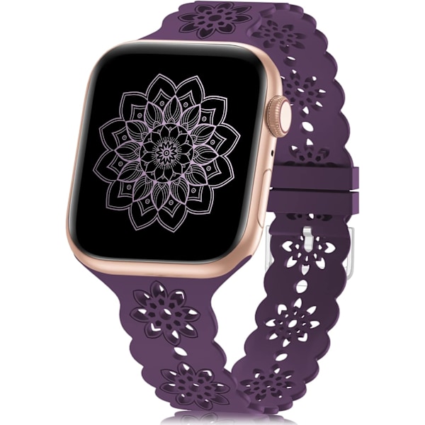 Blommigt silikonband kompatibelt med Apple Watch -band 38 mm