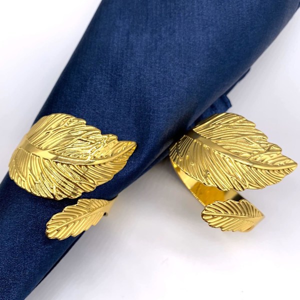 Guld Blad Servietringe (6 stk) - Vintage Blad Servietholder