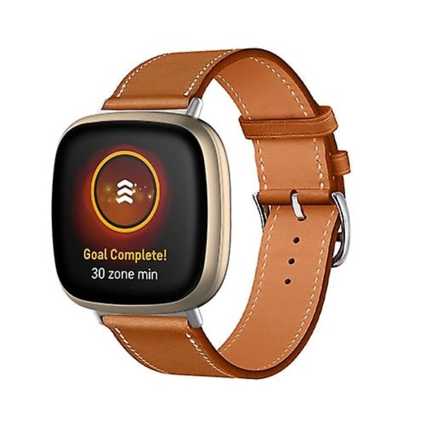 För Fitbit Versa 4 / Sense 2 Universal Äkta Läder Klockarmband NZQ Brown