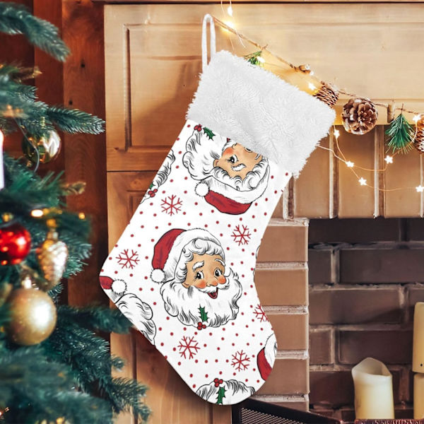 Julklapp, Personliga Julklappsstrumpor 2-pack Jultomten Snöflingor Prickar 18 tum Julstrumpor Hängande Prydnad